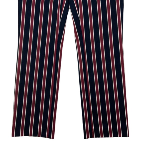 Frame Backstage Striped Trousers Pants 2 Navy Multi High Rise Straight Leg - Picture 9 of 12